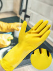 1 Pair Yellow Rubber Cleaning Gloves - Anti-slip   Thickened For Household Use