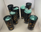 Georges Briard Gold Black Highball Tall Mcm Glasses Lot Of 8 - Moth And Fly