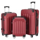 Luggage 3 Piece Set Suitcase Spinner Hardshell Lightweight 20  24  28  Wine Red