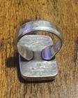 Vintage Signed Navajo Sterling Silver Petrified Wood Ring Teme Sunburst Size 8