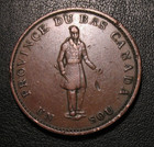 Old  Lower Canada 1837  Half Penny Habitant Token City Bank Breton  522
