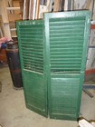 Pr Victorian Louvered Exterior House Window Shutters Green Paint 57   59 X 18 w