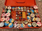 30 vtg Sewing Thread Lot Wooden Plastic Spools Coats Clark Talon Assorted Colors