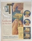 Gillette Gold Plate Aristocrat Tto De Safety Razor With Vintage Advertisement