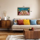 Wood Framed Funny Tiger Wall Art  Humorous Tigers Eating Pizza In Bed Wall De   
