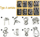 16 Pcs Type A b Different Brain Teaser Metal Wire Puzzles Iq Challenge Magic Tri