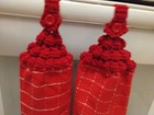 2 Hanging Kitchen Dish Towel Red Set Crochet Tops Handmade Towels Red