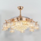 Gold 42  Invisible Remote Control Fan Pendant Light With Light Arm 3 Colors