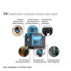 75 Ft  Green Self-leveling Cross Line Laser Level