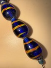 48pcvintage Blue Feather Glass Beads Strand Venetian Style African Trade Chevron