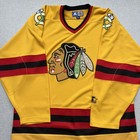 Vintage Chicago Blackhawks Yellow Gold Starter Hockey Jersey Adult Large Rare