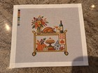 Needlepoint Canvas Autumn Bar Cart Turkey Thanksgiving   Pumpkins