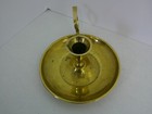 Large Brass Chamber Stick Candle Holder Finger Loop Drip Tray Vintage Round 8 