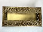Vintage Mid Century Hollywood Regency Gold Tone Tissue Box Holder 10 5    Roses