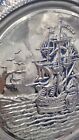 Vintage Stamped Brass Sailing Ship Wall Plate Tall Ship Nautical Decor Pirate