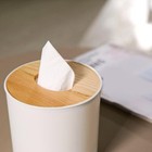 Bamboo Round Tissue Box Holder 5x5 Inch Toilet Paper Roll Dispenser Dryer Sheet