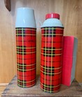 Vintage Red Plaid Thermos Picnic Lunch Box Set W  Cup