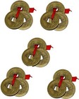 Feng Shui Good Luck Chinese Coins With Red String For Wealth   Success Set Of 5