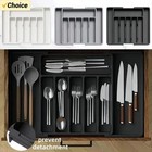 Adjustable Flatware Organizer Kitchen Drawer Utensil Tray Plastic Storage Holder
