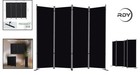Durable Black Privacy Screen - 89  W Folding 4 Panel Room Divider With Stability