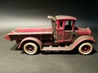 Antique Vintage Style Cast Iron Red Dump Truck Flat Bed Car Rubber Wheels