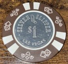 Silver Slipper Casino  1 Poker Chip Las Vegas Nevada 1980s Metal Inlay