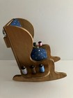 Vintage Handmade Wooden Pin Cushion Thread Holder Rocking Chair