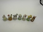 Vintage Enesco   Other Porcelain Thimble Lot Bunny Chick Lamb Eggs Tulip Set 7