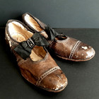 Antique Girls Victorian Edwardian Goatskin Leather Button Up Shoes Metal Beads