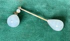 Antique Victorian edwardian Hat cloak stick Pin Opaline Glass Drop   Closure
