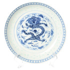 Rare Chinese Porcelain Dragon Plate With Five-clawed Dragon  Guangxu Period