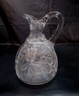 Old 1910 s Clear Glass Saddle Oval Ribbed Oil Or Vinegar Antique Cruet Pitcher