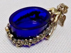 Giovanni Raspini Sterling Silver Cherub Salt Cellar Cobalt Dish