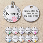 Custom Glitter Paw Dog Tag Placa Id Perro Crystal Deep Engraved Stainless Steel