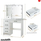 Vanity Makeup Table Dressing Desk Set With Led Mirror Drawers Sliding With Stool