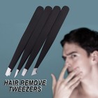 Us Tweezers Set 4-piece Professional Black Plucker Stainless Steel With Case