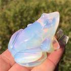 Natural Opal Quartz Crystal Carved Frog Stone Statue Healing Lucky Amulet Decor