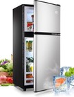 Krib Bling 3 5 Cu ft Double Door Compact Refrigerators With Freezers  Retro