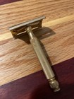 Vintage Gold Tone Gillette Safety Razor Usa Made Pat Off Antique