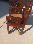 Antique Chinese Carved Brown Wood Chairs Pair With Cane Seats  China Origin