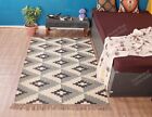 Vintage Hand Woven Tribal Wool Jute Kilim Area Rug Natural Indian Handwoven Rugs