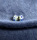 2 Lovely  925 Silver Core Blue   White Murano Beads  Perfect For Jewelry Making