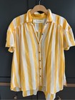 We The Free Float Away Stripe Yellow   White Button-down Cotton Shirt   Small