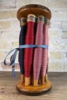Antique Wooden Loom Spindle 8 Bobbins Thread Spools Holder Country Rustic Decor