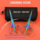 Set Of Nail And Cuticle Scissors Curved And Sharp Blades Multi Titanium Color