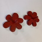 Wooden Red Daisy Flower Wall Peg Hooks Set Of 2 Decorative And Functional 