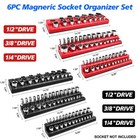6pc 3pc Magnetic Socket Organizer Storage Holder 1 4  3 8  1 2  Drive Sae Metric