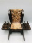 Vintage Wood Pin Cushion Rocking Chair W  12 Thread Spool Holders