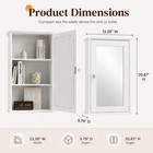 White Mirrored Medicine Cabinet - Wall Mounted Bathroom Storage Organizer With S