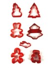 Lot Of 7 Red Christmas Cookie Cutters - Snowman  Trees  Bears   Dove